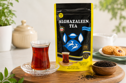 چای الغزالین عطری ارل گری ۲۰۰ گرمی در فضای پذیرایی